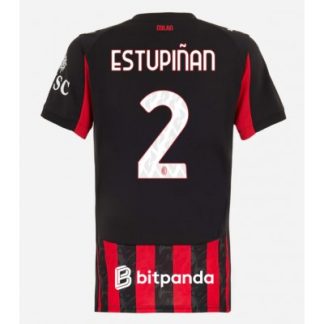 Køb  AC Milan Pervis Estupinan #2 Hjemmebanetrøje Dame Fodboldtrøjer 2025-26 Kortærmet