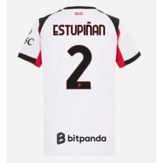 Køb  AC Milan Pervis Estupinan #2 Udebanetrøje Dame Fodboldtrøjer 2025-26 Kortærmet