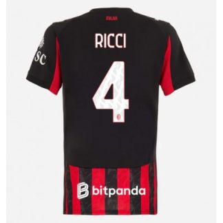 Køb  AC Milan Samuele Ricci #4 Hjemmebanetrøje Dame Fodboldtrøjer 2025-26 Kortærmet