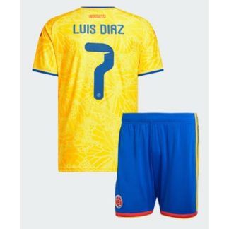 Køb  Colombia Luis Diaz #7 hjemmebanetrøje sæt til børn VM 2026 3