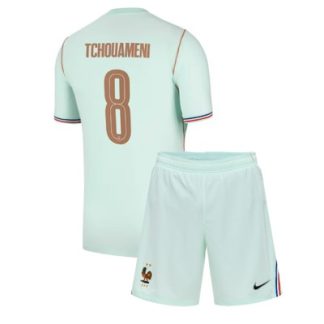 Køb  Frankrig Aurelien Tchouameni #8 Udebanetrøje sæt til børn VM 2026 3