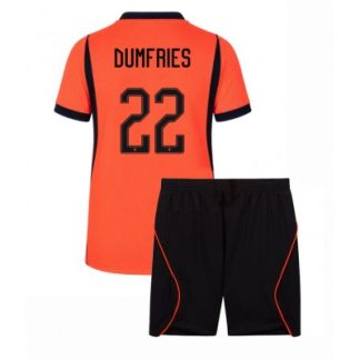 Køb  Holland Denzel Dumfries #22 Udebanetrøje sæt til børn VM 2026