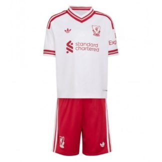 Køb  Liverpool Udebanetrøje sæt til børn 2026-27 Hvid rød trøje og shorts 3