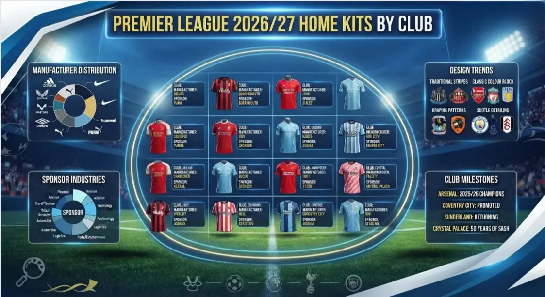 Premier League-hjemmebanetrøjer 2026/27: En guide til sæsonens klubtrøjer